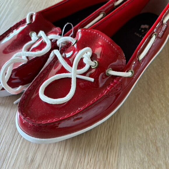 Cole Haan Womens Red Patent Leather Boat Shoes NWOT Size 8 - Picture 4 of 7